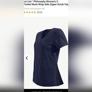 Koi Philosophy Navy Mock Wrap Short Sleeve Scrub Top